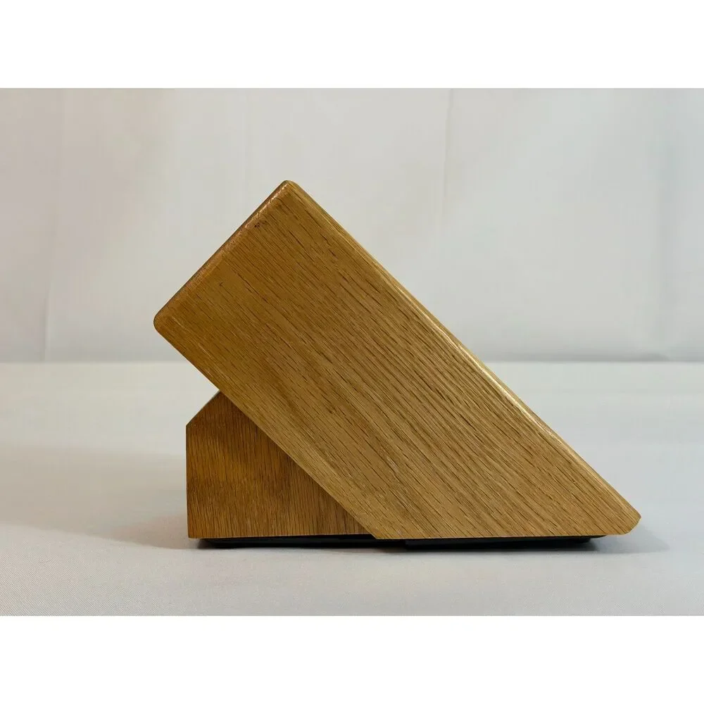 Cutco Homemaker Solid Honey Oak Wood 10-Slot Knife Block Made In USA Kitchen